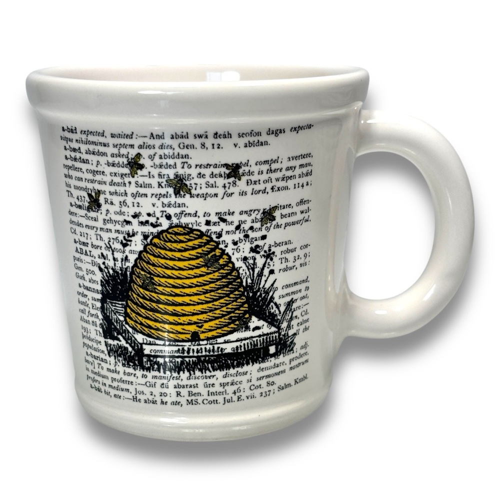 Magenta White Black Yellow Beehive‎ Dictionary Motif Coffee Tea Mug